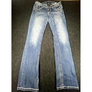 Y2K LA Idol USA Jeans Womens 28 Blue Denim Light Wash Low Rise Bootcut Leg
